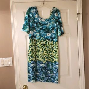 Short sleeve, knee length dress, floral. Size 12